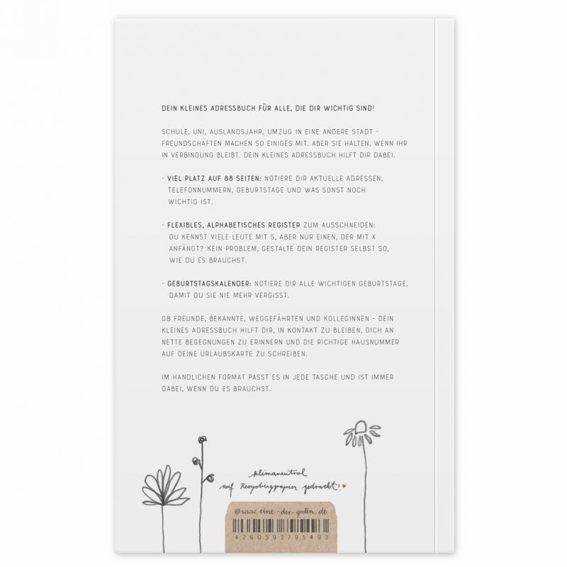 Adressbuch weiß mit Blumen mit flexiblem Register